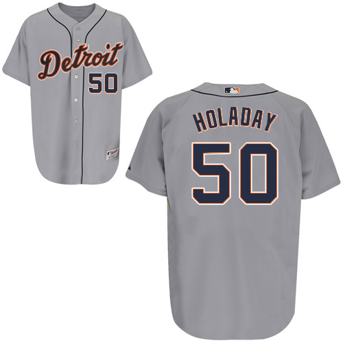 Bryan Holaday #50 mlb Jersey-Detroit Tigers Women's Authentic Road Gray Cool Base Baseball Jersey